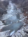 a mountain river with small waterfalls Royalty Free Stock Photo