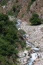 Mountain river. Stones. Green plants Royalty Free Stock Photo