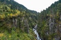 Mountain river and trees landscape. Kaunertaler Gletscher natural environment. Hiking in the alps, Kaunertal, Tirol, Austria, Euro