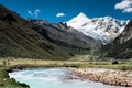 Mountain river and valley in the Andes in Peru