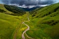 Mountain river valley panorama landscape, view from above Royalty Free Stock Photo