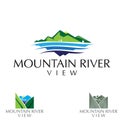 Mountain and river view logo set