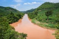 Mountain river water landscape forest - Wild natural scenery of river after the rain in southeast Asia tropical in rainy season Royalty Free Stock Photo