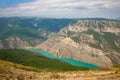 Mountain river water landscape. Wild turquoise river in a mountain gorge.