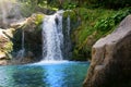 Mountain river with a waterfall in the mountains of the Ukrainian Carpathians Royalty Free Stock Photo