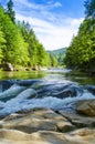Mountain river with waterfall Royalty Free Stock Photo