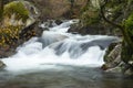 Mountain river with waterfall of strong current Royalty Free Stock Photo
