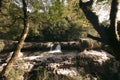 Mountain river waterfall view