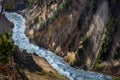 Mountain river. Yellowstone mountain waterfall river landscape, closeup.