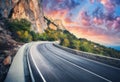Mountain road and beautiful sky at sunset Royalty Free Stock Photo