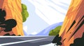 Mountain road between cliffs and trees with blue sky and clouds landscape Royalty Free Stock Photo