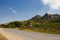 Mountain road in the Crimean mountains in the summer. Royalty Free Stock Photo