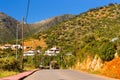 Mountain road, cut through rock. Bali, Crete Royalty Free Stock Photo