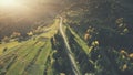 Mountain road epic highland landscape aerial view Royalty Free Stock Photo