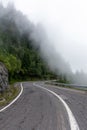 Mountain road with fog after the storm Royalty Free Stock Photo