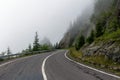 Mountain road with fog after the storm Royalty Free Stock Photo