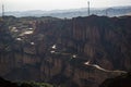 The mountain road has eighteen bends.Gansu Province, China Royalty Free Stock Photo