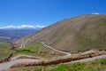 Mountain road in the high andes, trough the Cuesta De Lipan canyon from Susques to Purmamarca, Jujuy, Argentina Royalty Free Stock Photo