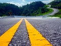 Mountain road. Landscape with rocks, sunny sky with clouds and beautiful Royalty Free Stock Photo