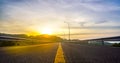 Mountain road. Landscape with rocks, sunny sky with clouds and beautiful asphalt road in the evening Royalty Free Stock Photo