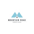 Mountain road logo template design element with silhouette style. Premium vector idea Royalty Free Stock Photo