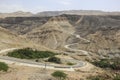 Mountain road through the mountains in early spring in Jordan Royalty Free Stock Photo