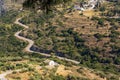 Mountain road over the highlands of the Greek island of Kythira Royalty Free Stock Photo