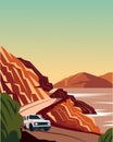 Mountain road, mountain serpentine, nature background, travel poster