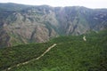 Mountain road serpentine through Syunik in Armenia route H45. Top view, landscape, view of the mountains Royalty Free Stock Photo