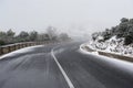Mountain road in a snowy weather, Meteora, Greece