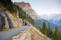 Mountain Road to tunnel on The Road to Sun at Glacier National Park