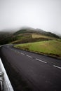 Mountain Road uphil corner, - Azores, Sao Miguel Island Portugal