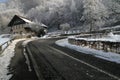 Mountain road in winter Royalty Free Stock Photo