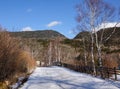 Mountain road at the winter in Takayama, Japan Royalty Free Stock Photo