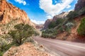 Mountain road through Zion National Park, Utah Royalty Free Stock Photo