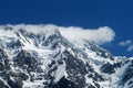 Mountain rock peaks and glacier