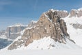 Mountain rock top summit peak winter snow, Marmolada Sella Dolomiti, Italy Royalty Free Stock Photo