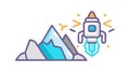 Mountain Rocket Launch. Space Ascent and Exploration Mission, vector design Generative AI Royalty Free Stock Photo