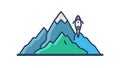 Mountain with Rocket Launch and Space Exploration, vector design Generative AI Royalty Free Stock Photo
