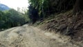 mountain ridge rough hiking dirty road with no bitumen cover - photo of nature