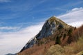 Mountain with a ruinous stronghold Montsegur
