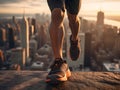 Generative AI. Mountain runner fleeing the city