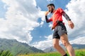 Mountain runner gets silk and rests during endurance