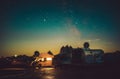 Mountain RV Park Motorhome Camping Under Starry Sky Royalty Free Stock Photo
