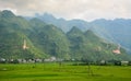 Mountain scene with rice fields in Hoa Binh, Vietnam Royalty Free Stock Photo