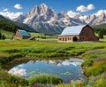 Mountain scene western home rugged rocky peaks background