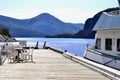 Mountain scenery along Bonne Bay at Norris Point dock Royalty Free Stock Photo