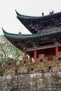 Mountain scenery and ancient Chinese buildings in Guilin, Guangxi, China Royalty Free Stock Photo