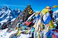 Mountain scenery from gokyo ri with prayer flags Royalty Free Stock Photo