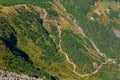 Mountain scenery of the Karkonosze Mountains from the top of Sniezka peak, Poland Royalty Free Stock Photo